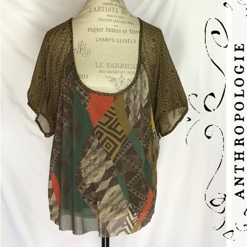 Anthropologie Weston Wear Sheer Blouse Oversize